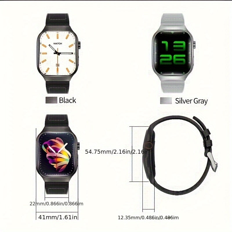 Curved OLED Calling Smartwatch with Listed 2.01-Inch Touchscreen, Voice Assistant, Mini Games and 100-Plus Sports Modes, Magnetic Charging and Four Color Choices