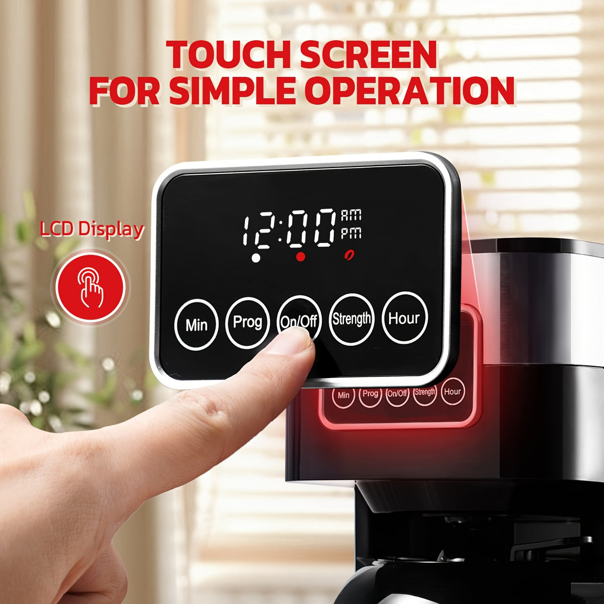 Programmable Drip Coffee Maker with Touch-Screen Controls and Pause & Serve, Stainless Steel Listing in Silvery for Everyday Home Coffee Preparation