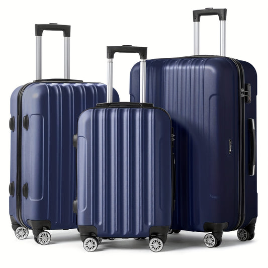 3-Piece Luggage Set with 20, 24 and 28-Inch Suitcases, Lightweight Scratch-Resistant Travel Cases for Vacation Packing with Multiple Color and Lock Options