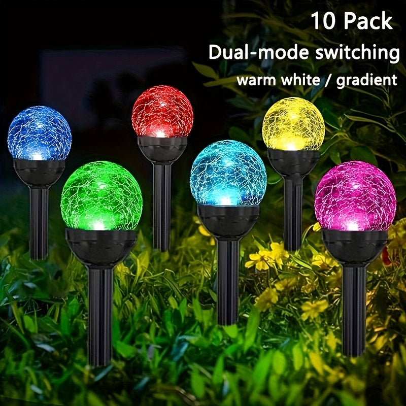 Glass Globe Solar Garden Lights with White and Color-Gradient Modes, 10-Pack Decorative Spherical Outdoor Lighting for Lawn and Courtyard Displays