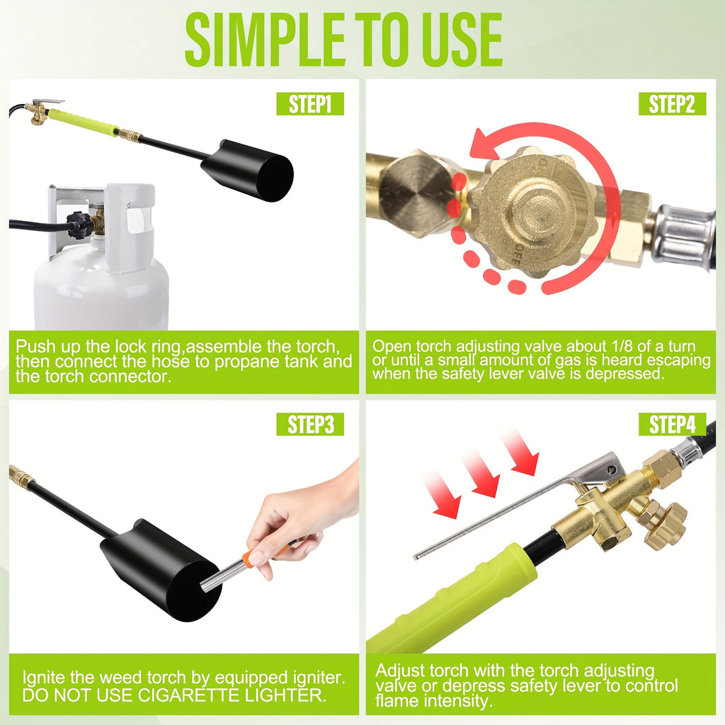 Propane Weed Torch Kit with Tank-Connected Outdoor Burner Model Options, BF-1711, Koman-Q0001 and HD Series for Experienced Adult Yard Maintenance