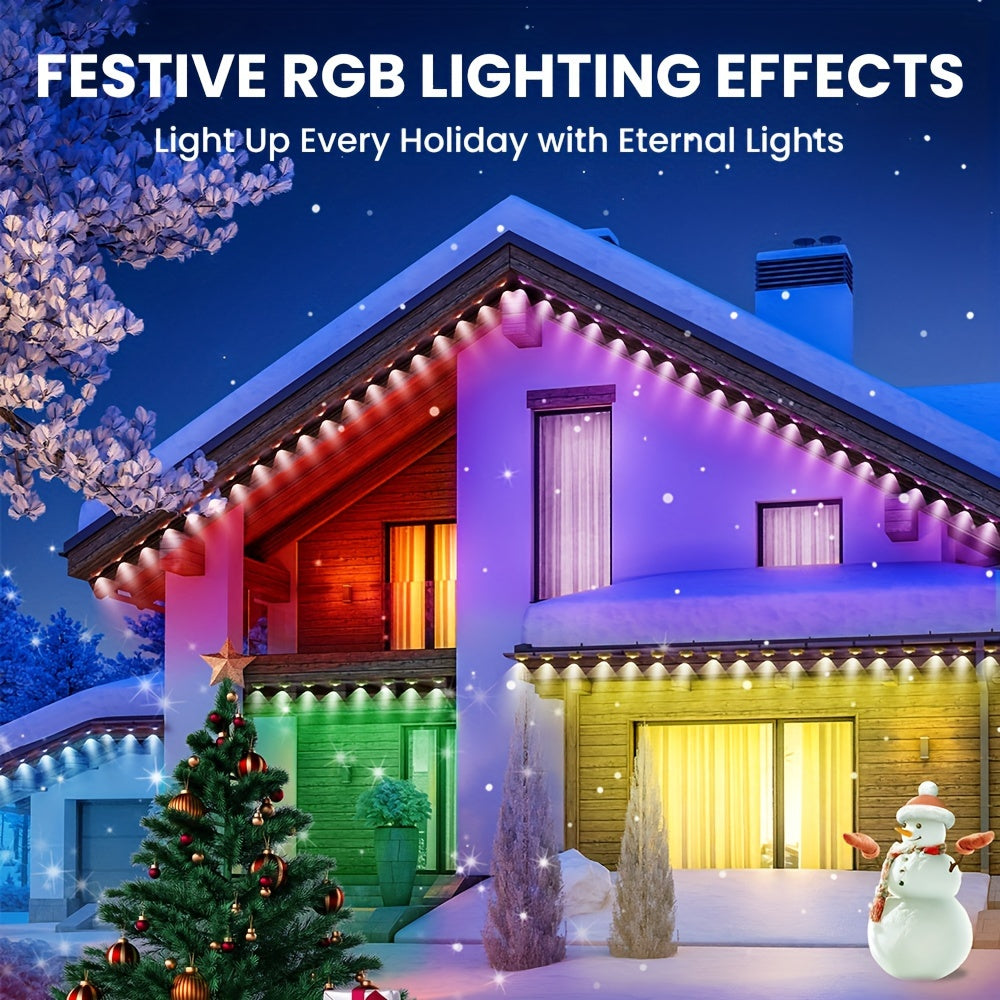 RGBIC Eaves Lighting Set with Listed 100ft Length, 60 LEDs and 75 Scene Modes, Permanent Outdoor Light Styling for Halloween, Christmas and Home Accent Decor
