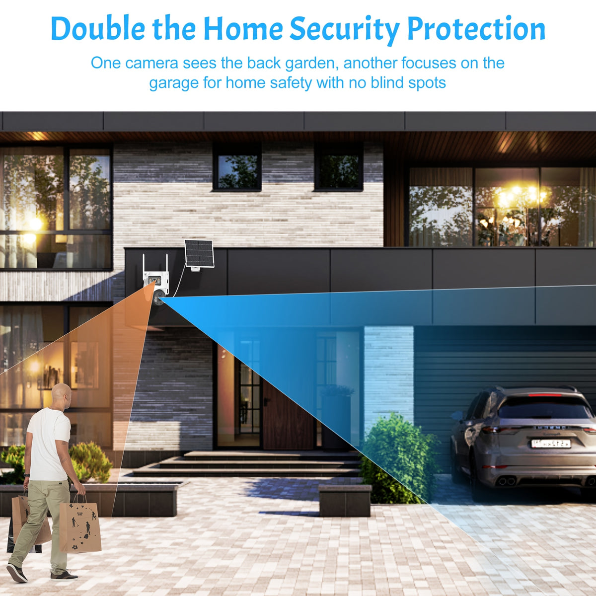 Solar WiFi Security Camera with Dual Lenses, Listed 4K and 360-Degree PTZ, 2.4GHz Outdoor Monitor with PIR Alerts, Color Night Vision and Two-Way Audio