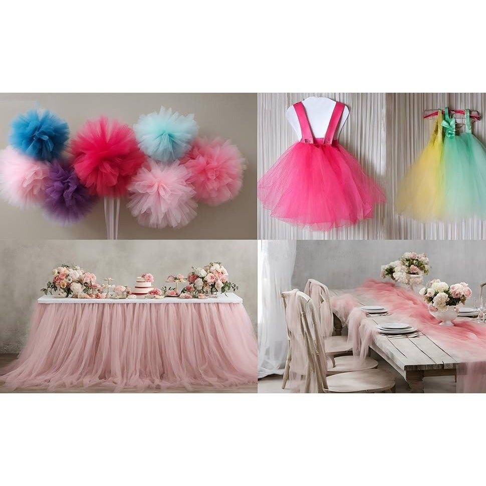 Tulle Fabric Roll with Listed 54-Inch Width and 40-Yard Length, Eighteen Color Options for DIY Tutu Skirts, Wedding Decorations and Creative Craft Projects