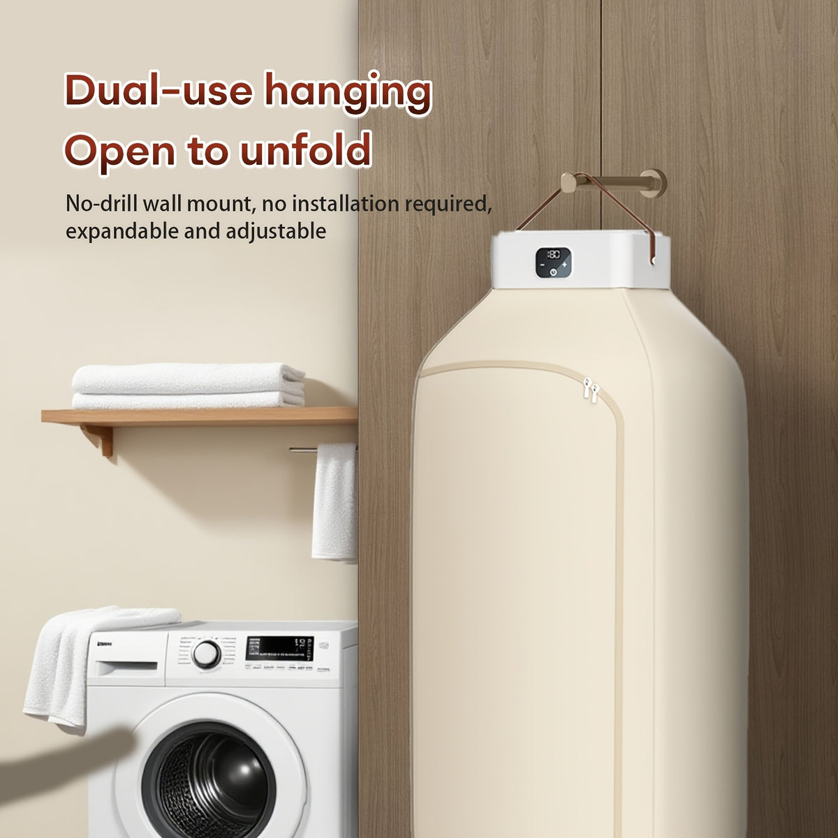 600W Portable Clothes Dryer with Two Warm-Air Modes and 1H, 2H or 8H Timer, Compact 110V Laundry Dryer with Beige1, Beige2 and UV Deluxe Model Options