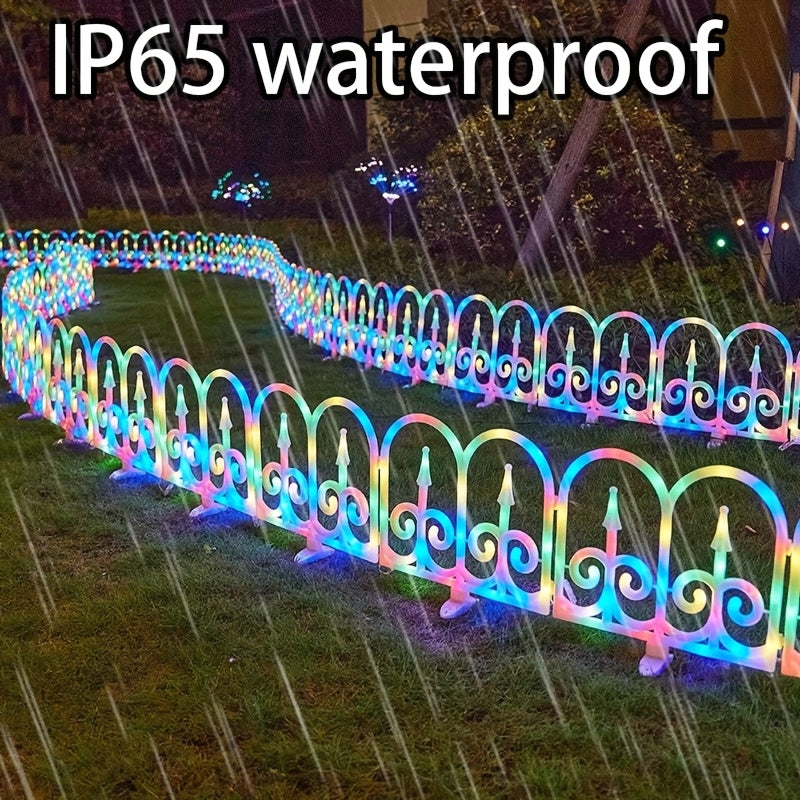 Outdoor Solar Fence Lights in Eight-Piece Packs, Warm Color, Multicolor or Red-Green Options with Listed Solar or USB Power for Patio and Holiday Decoration