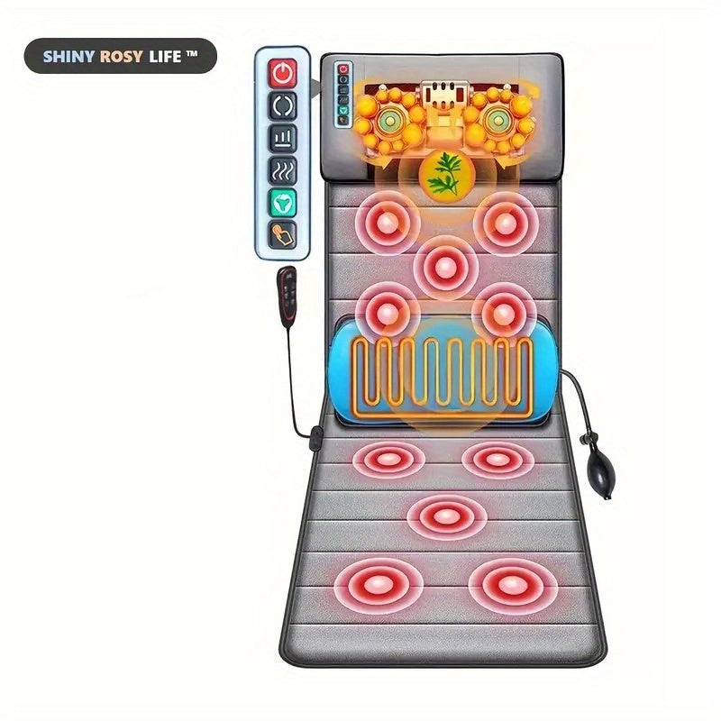 Gray Heated Massage Mat Set with Leg Massager, Velvet Material, Vibration Massage, Timer, Massage Headrest and Lumbar Mat for Home Relaxation