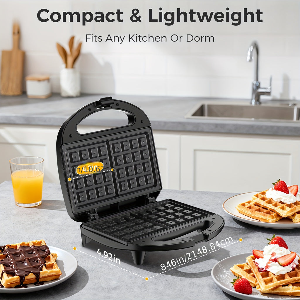 Two-Slice Belgian Waffle Maker with Listed 750W Power, Nonstick Waffle Iron and Indicator Lights, ABS07-W-Waffle Plates Model for Home Breakfasts and Snacks