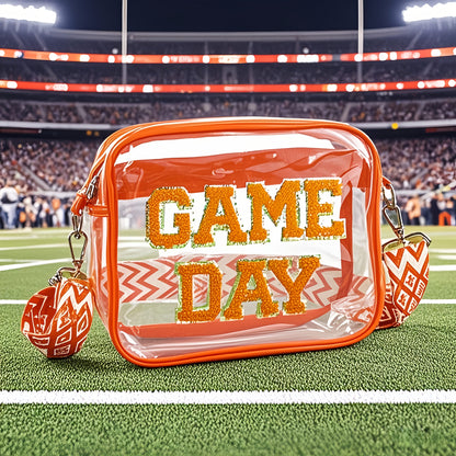 Clear Crossbody Bag with Listed PVC Transparent Body and Eight Color Options for Game Day Outfits, Concert Visits, Sports Events and Tailgating Plans