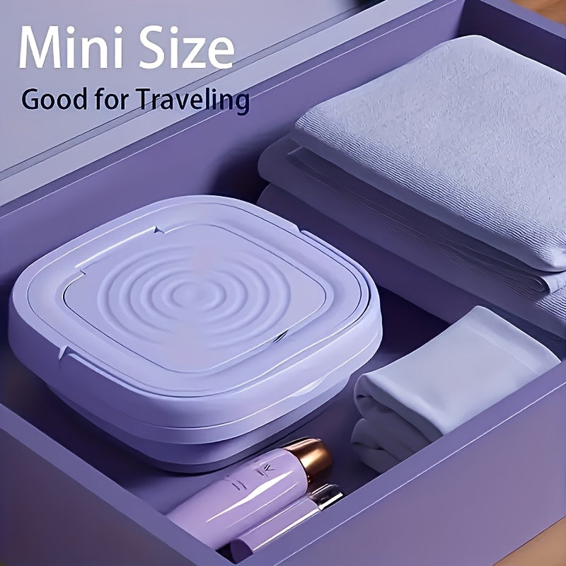 Foldable Portable Washing Machine, 2.64L Mini Laundry Washer for Socks, Underwear and Suitable Delicates, Compact Storage for Apartment, Dorm and RV