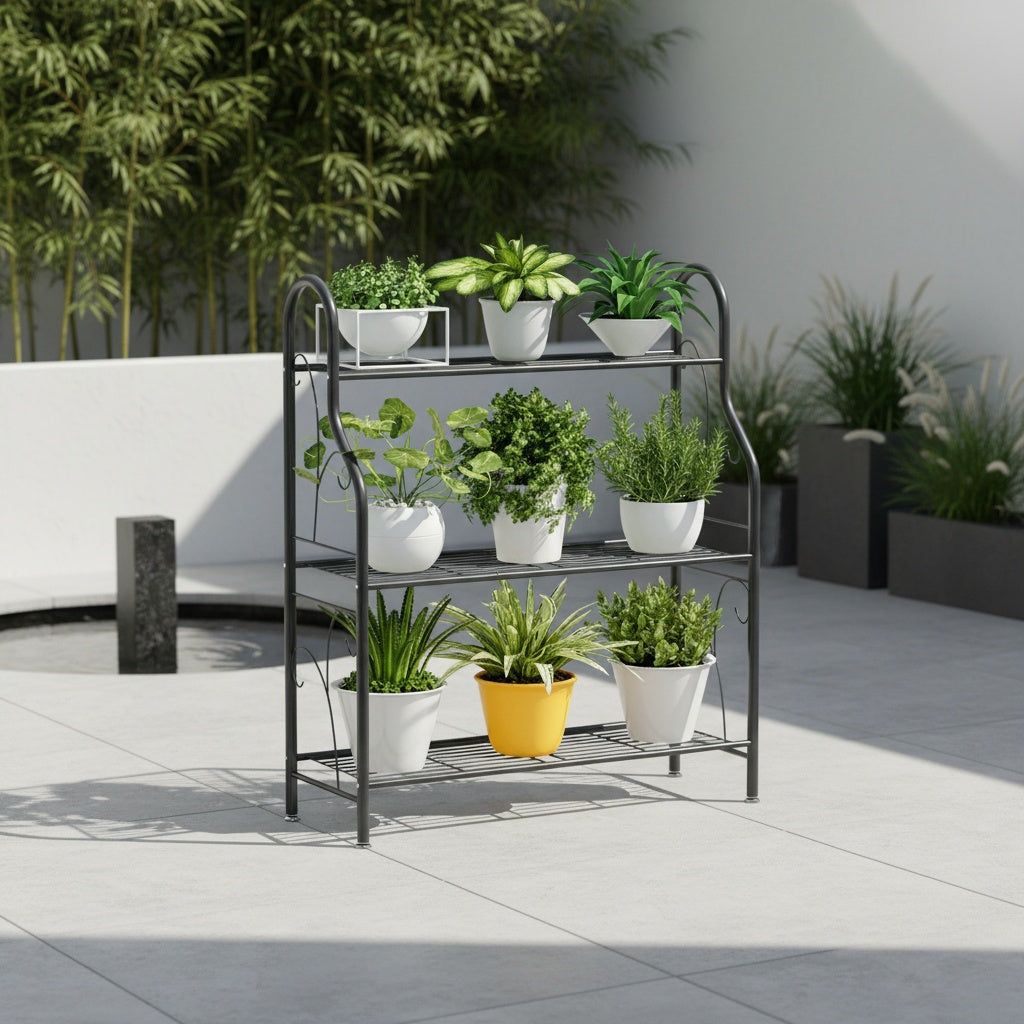 Tiered Metal Plant Stand by SUOERNUO, 3 or 4 Tier Iron Plant Shelf for Indoor and Outdoor Displays, Multipurpose Pot, Decor and Shoe Organizer