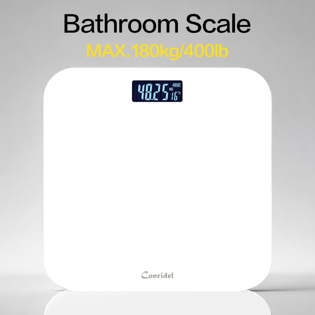 Digital Weight Scale 400lb, High-Precision Bathroom Scale with Clear Digital Display, Ultra Wide Tempered Glass Platform, Battery Powered Body Weight Scale for Home Fitness and Daily Use