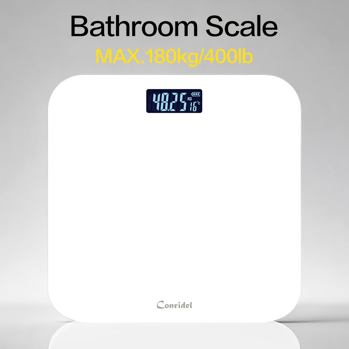 Digital Weight Scale 400lb, High-Precision Bathroom Scale with Clear Digital Display, Ultra Wide Tempered Glass Platform, Battery Powered Body Weight Scale for Home Fitness and Daily Use