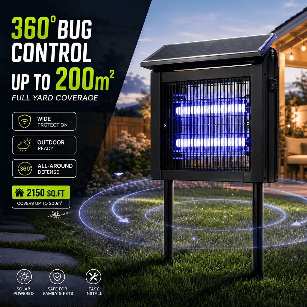 Solar Bug Zapper with Listed 4000mAh Battery and Two Modes, Single Rechargeable Portable Insect Trap for Instruction-Approved Patio, Garden and Camping Use