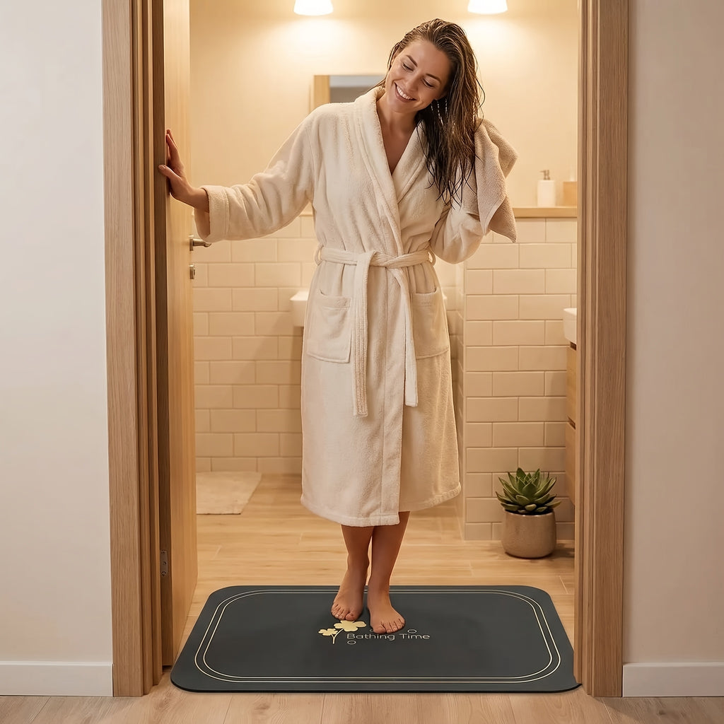 Quick-Drying Bathroom Mat with Diatomaceous Earth Reference, Soft Absorbent Bath Floor Mat with Listed Anti-Slip Design for Shower and Bathtub Areas