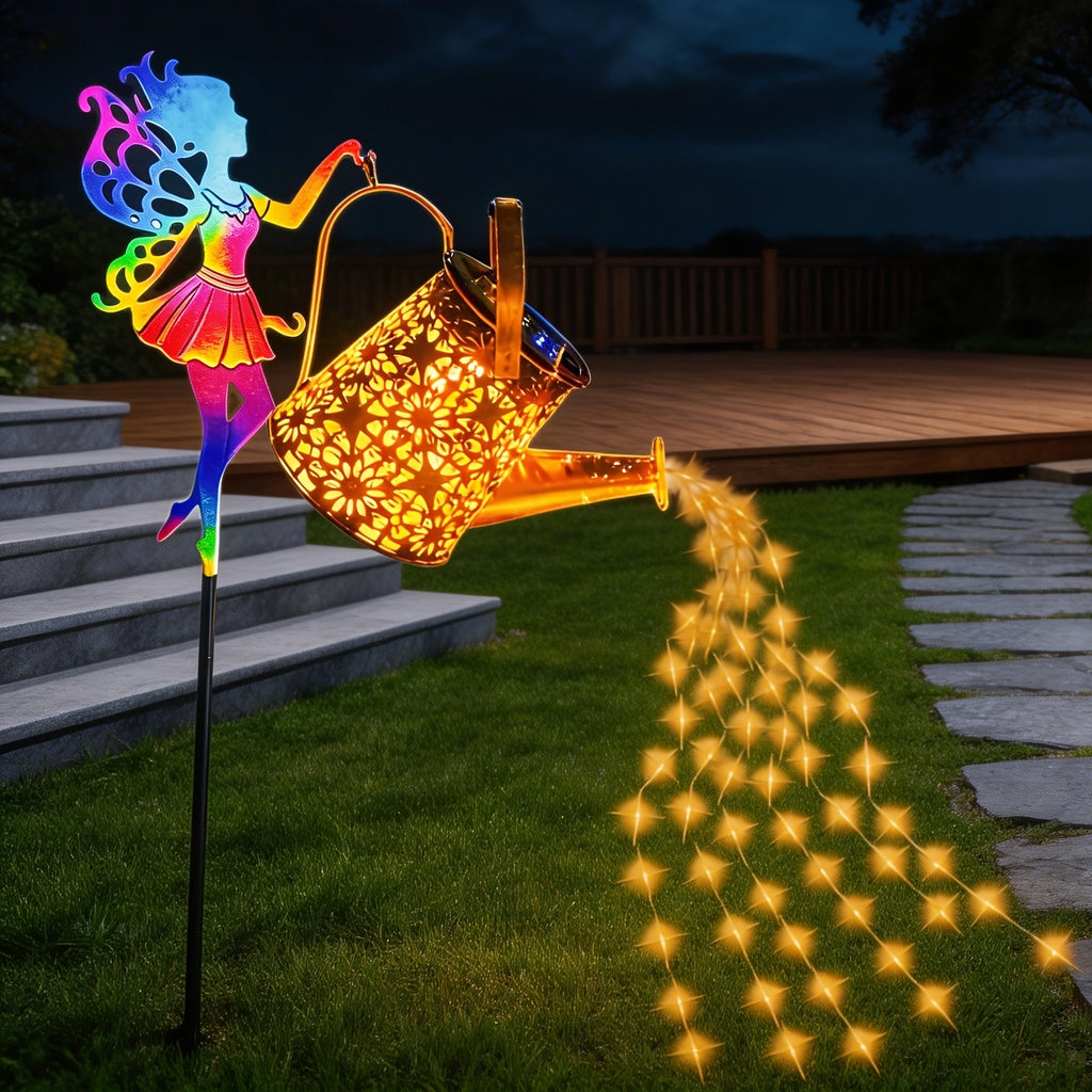 Solar Watering Can Garden Light, Metal Hanging Lamp with Fairy-Light Decoration for Patio, Lawn and Courtyard Displays, Warm Lamp or Lanterns Options