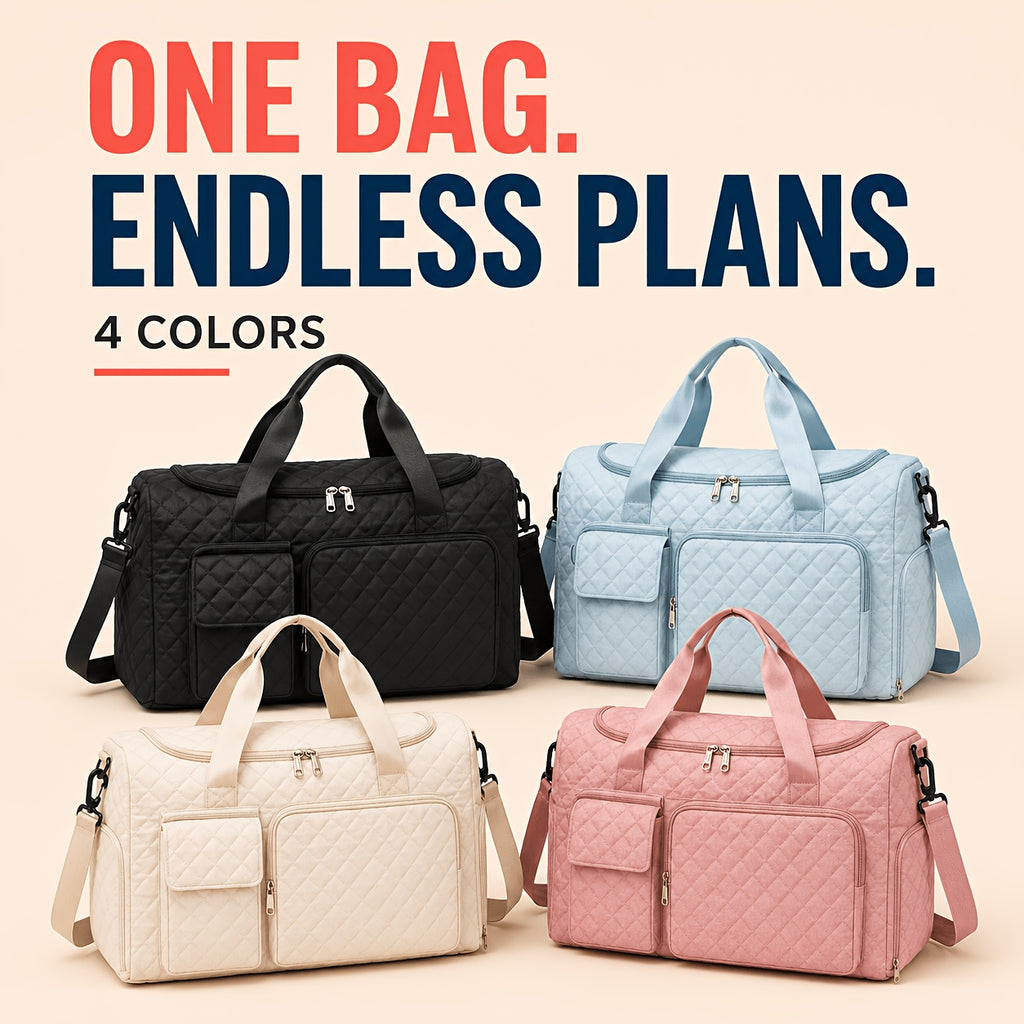 Dry-Wet Separation Travel Tote Bag with Double-Side Pockets, Shoulder and Crossbody Handbag in Six Color and Size Options for Gym and Trips