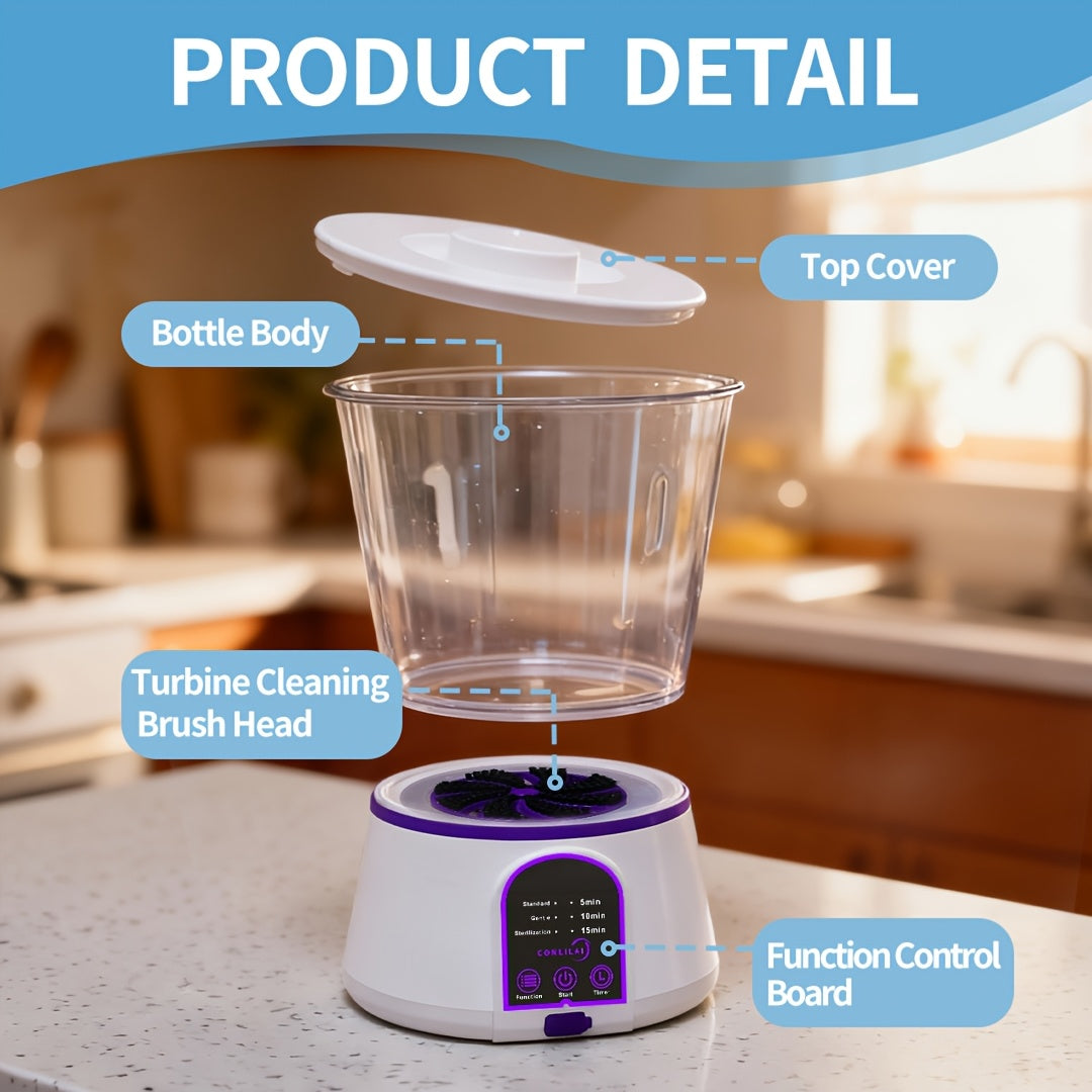 Fruit and Vegetable Cleaning Machine with Three Listed Function Modes, Single or Dual Battery Options for Household Produce Preparation Routines