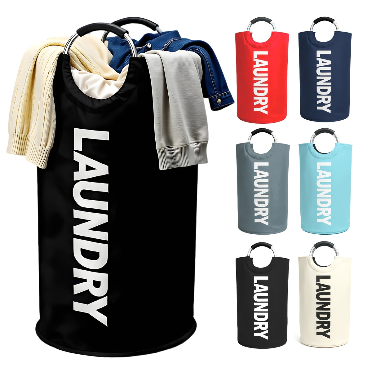 Collapsible Laundry Basket Bag, 25.1 gal Fabric Hamper with Color, Mesh Bag and Handle Style Options for Bedroom, Bathroom and College Dorm Storage