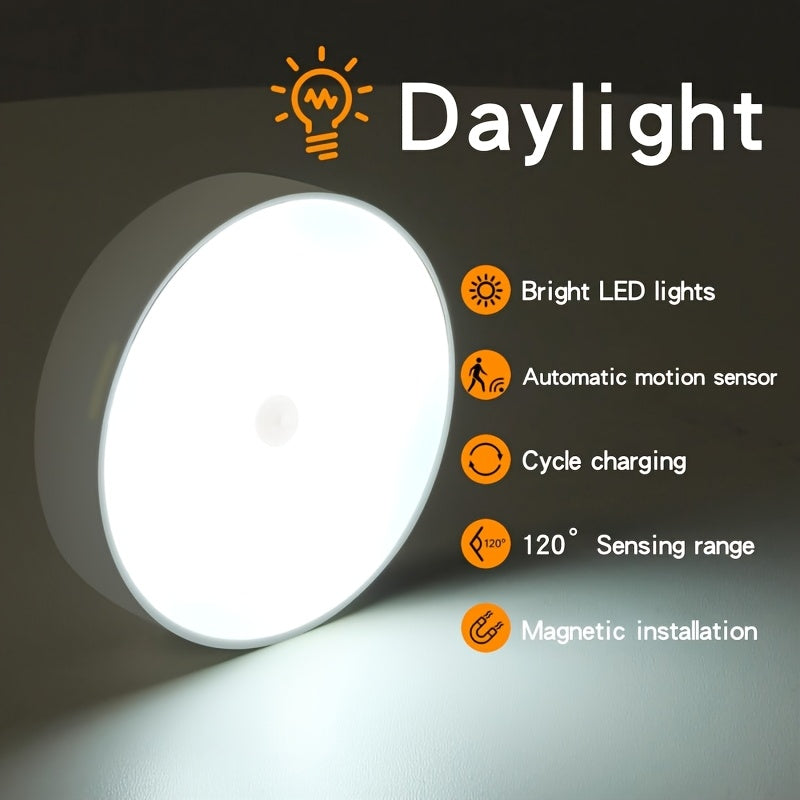 Dimmable Motion Sensor Night Lights, Six-Pack Bright White or Warm White LED Options with USB Rechargeable and Magnetic Mounting References for Indoor Spaces