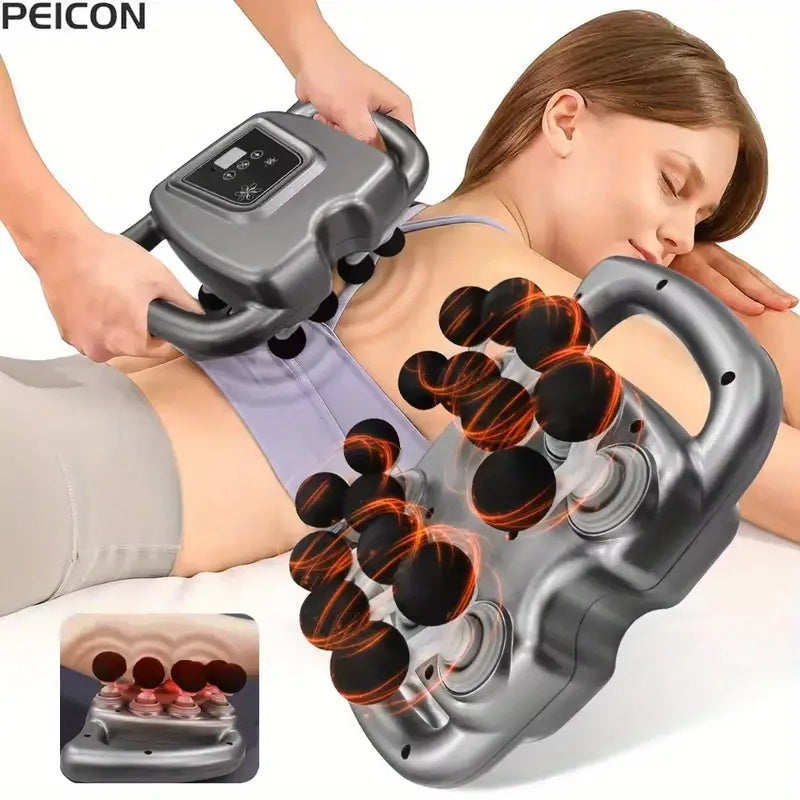 16-Drive Muscle Massager with Listed Multi-Head Design, Nine Massage Modes and 99 Intensity Settings, 25W ABS Personal-Care Device with Charging Cable and Manual