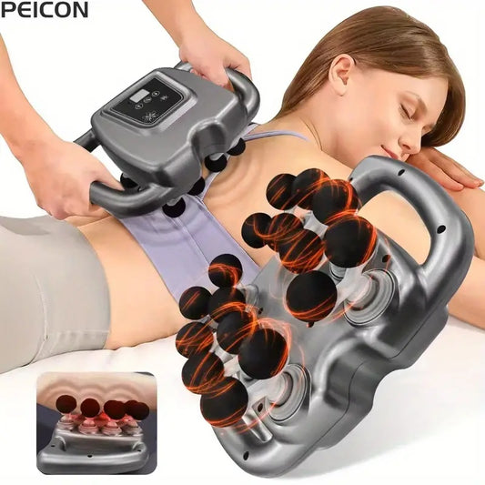 16-Drive Muscle Massager with Listed Multi-Head Design, Nine Massage Modes and 99 Intensity Settings, 25W ABS Personal-Care Device with Charging Cable and Manual