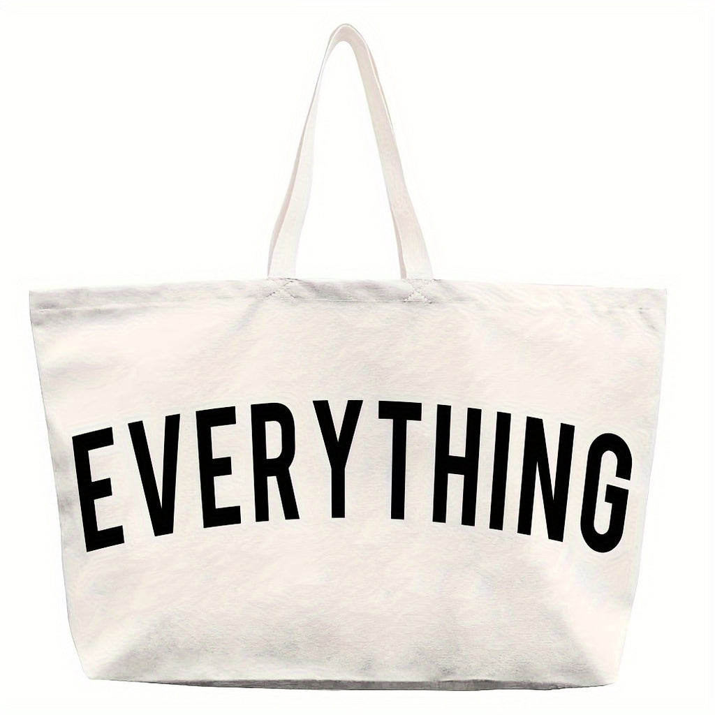 Letter Print Canvas Tote Bag for Women, Large-Capacity Top-Handle Shopping and Commuter Handbag in Multiple Colors for Everyday Errands