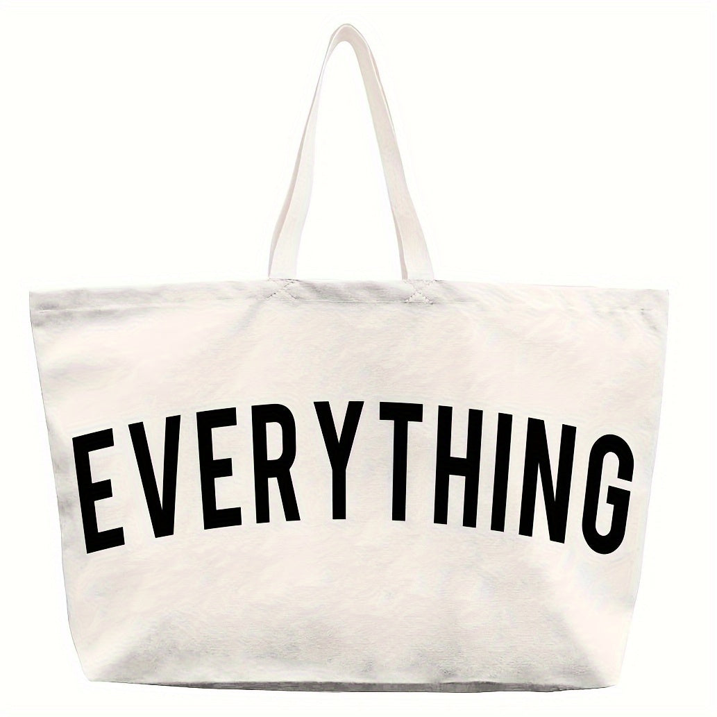Letter Print Canvas Tote Bag for Women, Large-Capacity Top-Handle Shopping and Commuter Handbag in Multiple Colors for Everyday Errands