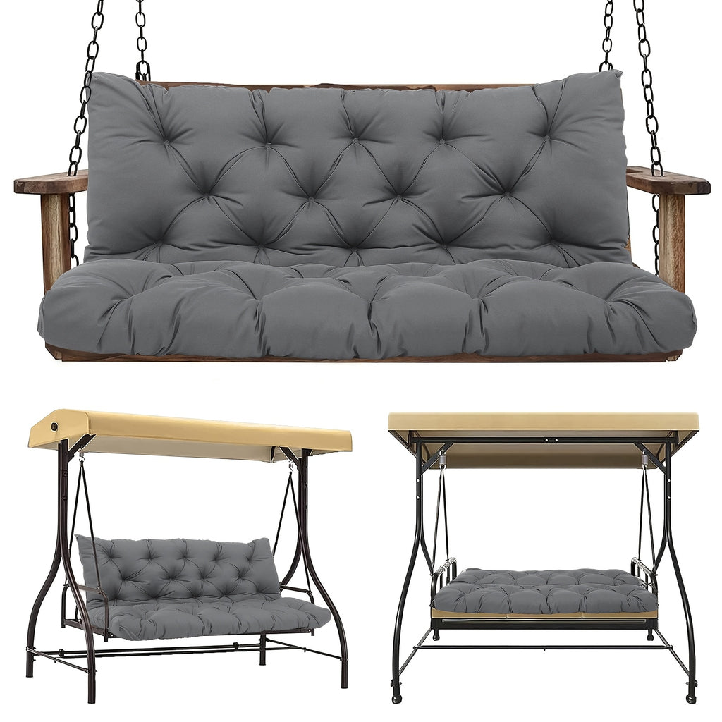 Porch Swing Replacement Cushion with Backrest and Ties, Listed 5-Inch Thickness, 48 or 60-Inch Size Labels and Five Color Choices for Patio Bench Seating