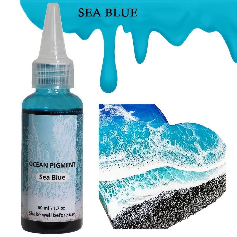 Ocean Wave Resin Paint Set with White, Sea Blue and Deep Blue Colors, Listed 1.69oz per Bottle and Oil-Based Pigment Reference for Compatible Decorative Resin Crafts