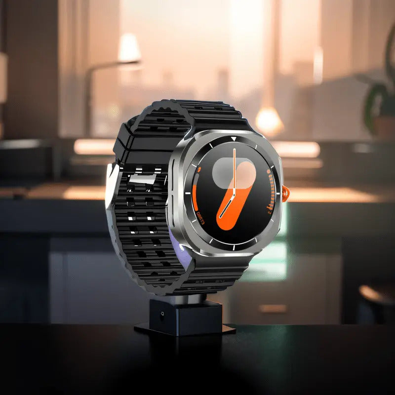 Wireless Calling Smartwatch with Customizable Watch Faces, Listed 100 Modes and Voice Assistant, Orange, Black, White or Blue Watch for Everyday Activity Tracking