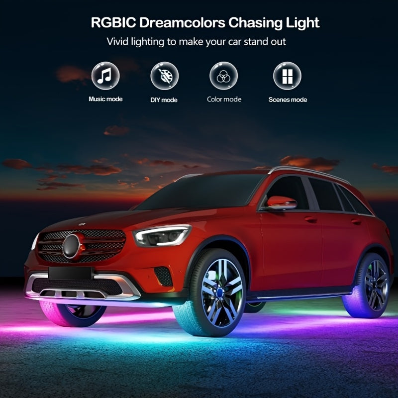 Exterior LED Accent Lighting Kit with Multiple Scene Modes, App and Wireless Control for Compatible Car, Truck and SUV Decorative Vehicle Lighting
