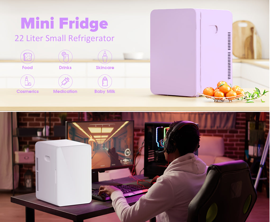Portable Mini Fridge by ADVWIN, Glass-Front Cooler and Warmer with Listed AC/DC and 12V Support for Bedroom, Office, Dorm and Car Use