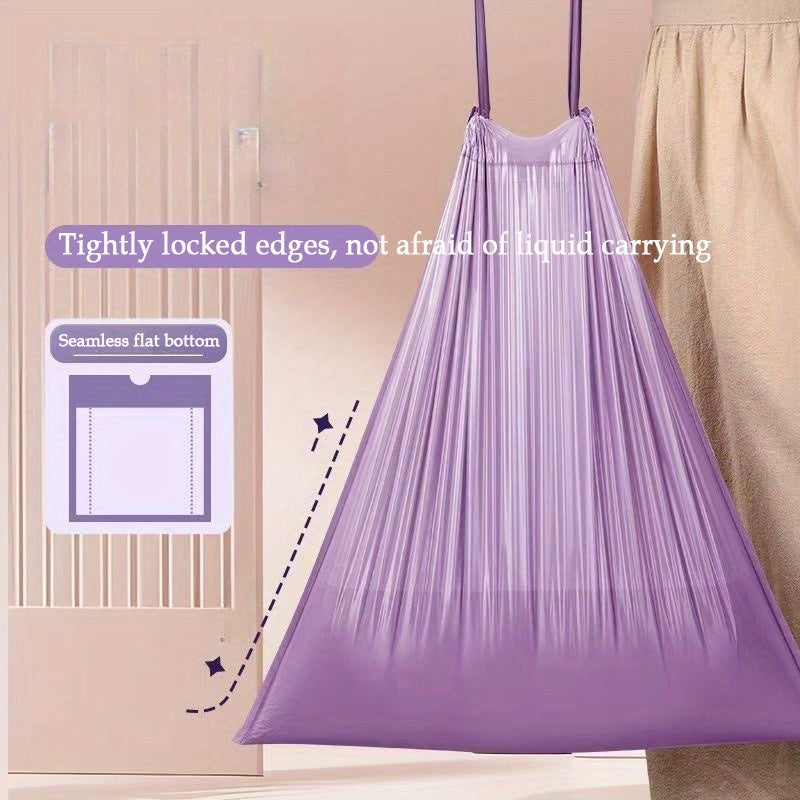 Purple Drawstring Trash Bags, 100-Count Plastic Household Bin Liners with Listed 17.72 x 17.72 Inch Size for Kitchen, Bathroom, Bedroom and Living Room