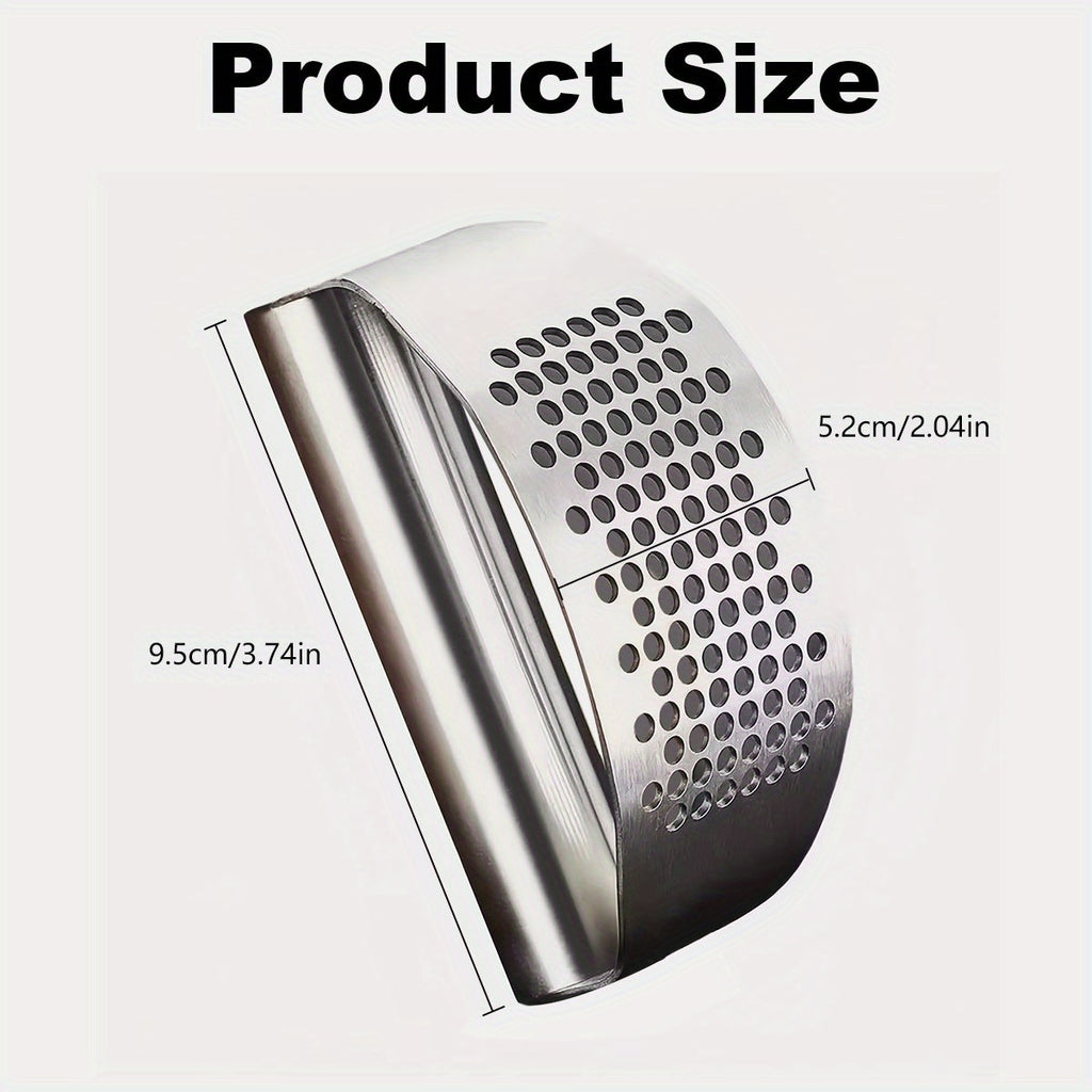 304 Stainless Steel Garlic Press, Washable Garlic Crusher and Food Preparation Tool with 1, 2 or 3-Piece Option Labels for Home and Restaurant Kitchens