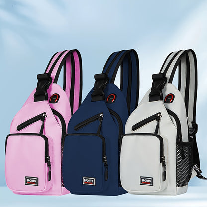 Adjustable Strap Crossbody Bag with Zipper Pockets, Blue Cat, Dark Blue, Pink or Blue Options for Everyday Essentials, Casual Errands and Travel Organization