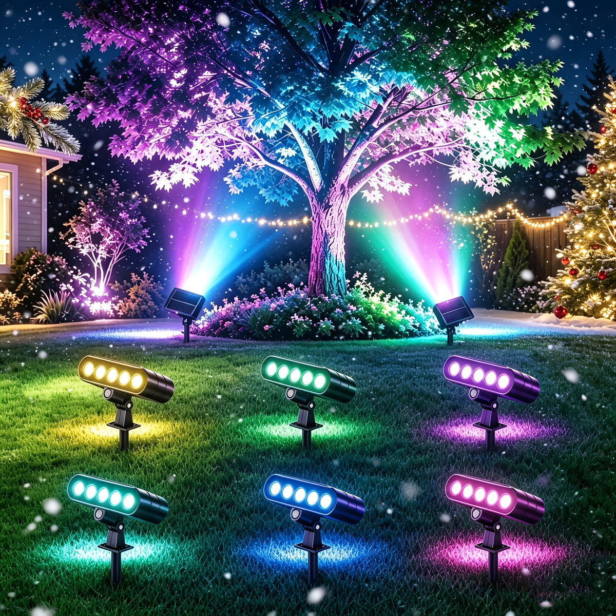 Solar Garden Accent Lights, Outdoor LED Landscape Spotlights with IP44 Rating, Warm White, Cool White or Colored Options for Patio and Holiday Decor