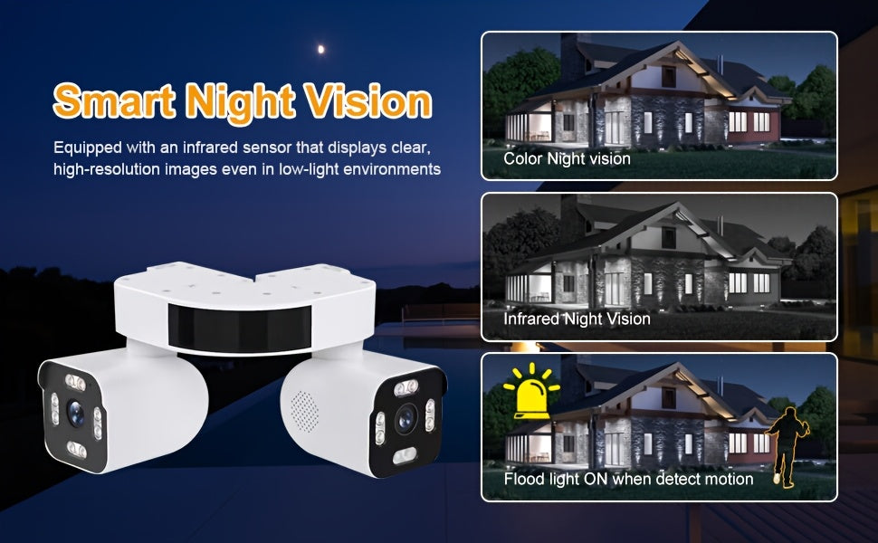 10X Zoom Security Camera with 5MP Dual Lenses, 355° PTZ, 2.4GHz WiFi, Color Night Vision, Two-Way Audio and Motion Tracking for Outdoor Home Monitoring