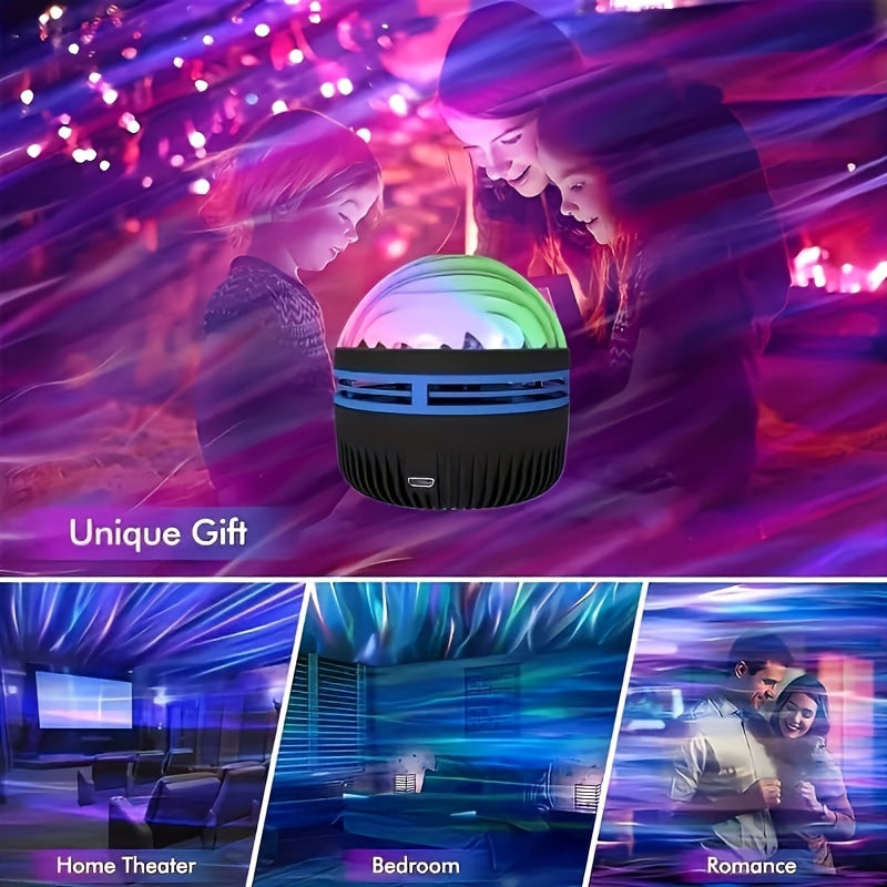 Aurora Borealis Star Projector with Remote and Seven Listed Lighting Effects, Single LED Galaxy Night Light for Bedroom and Party Decoration