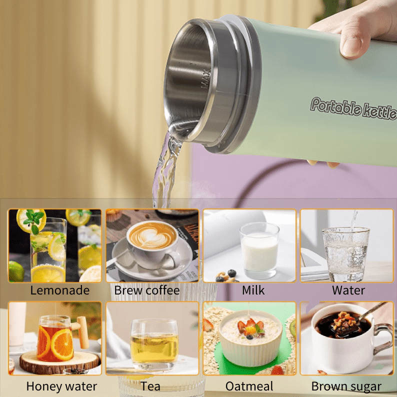 500ml Portable Electric Kettle with 304 Stainless Steel Interior, One-Touch Operation, Listed Auto Shut-Off and Boil-Dry Protection in Six Colors for Small-Batch Hot Water