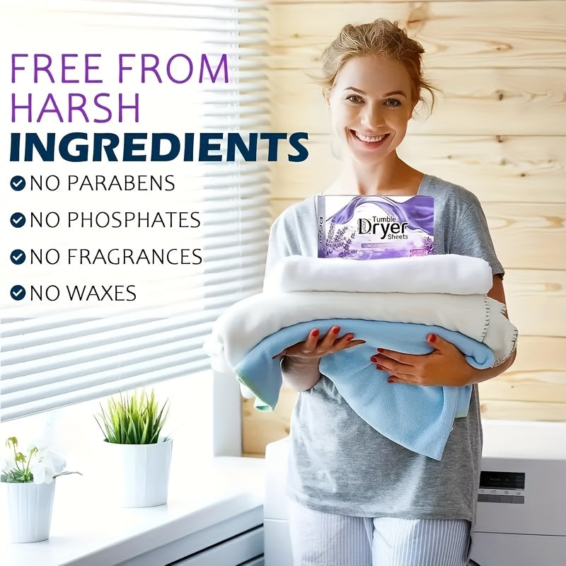 Lavender Dryer Sheets in 40-Count Box, Scented Laundry Fabric Care Sheets for Compatible Clothes Drying Routines and Everyday Household Laundry Supplies