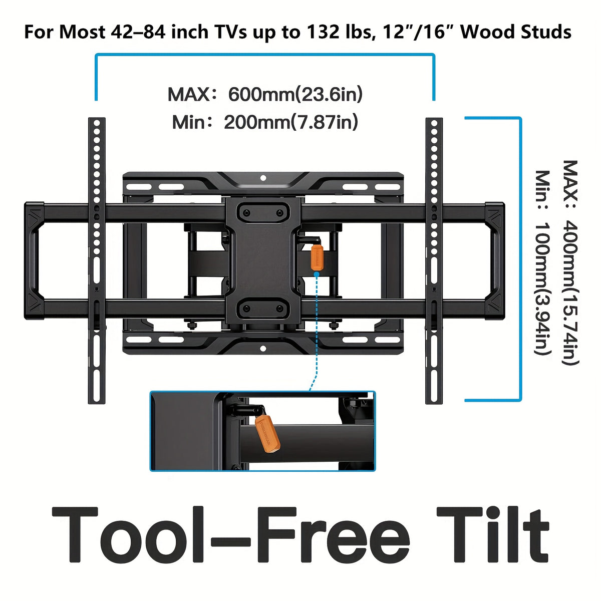 TV Wall Mount with F15 and F11-US Full Motion Options or K1 TV Hanger, Listed 40–86 Inch Screen Range for Compatible Living Room and Home Theater Installations