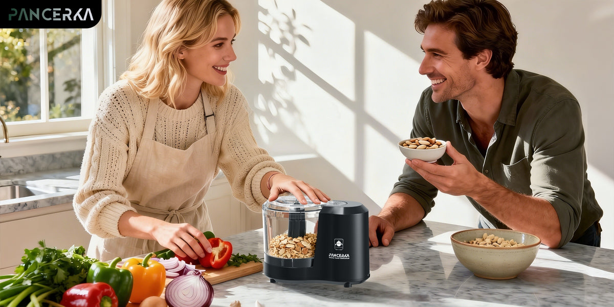 Electric Vegetable Chopper PANCERKA in Black with Listed Dicing, Mincing and Puree Functions, Kitchen Food Processor for Instruction-Approved Meal Preparation