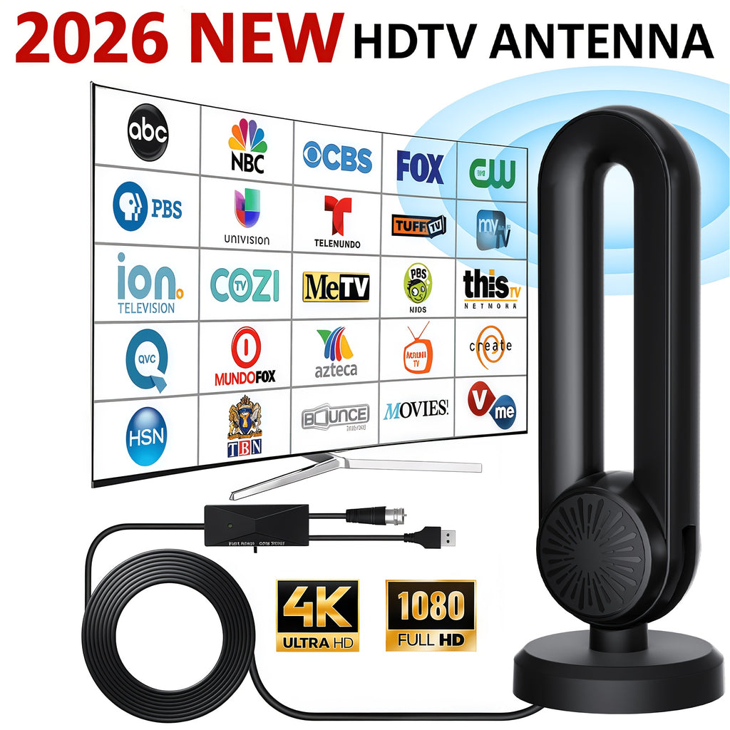 Digital TV Antenna Indoor and Outdoor, Long Range HDTV Signal with USB Power, 180° Rotatable Magnetic Base Mount for Smart and Legacy TVs, 4K 1080P Free Local Channels