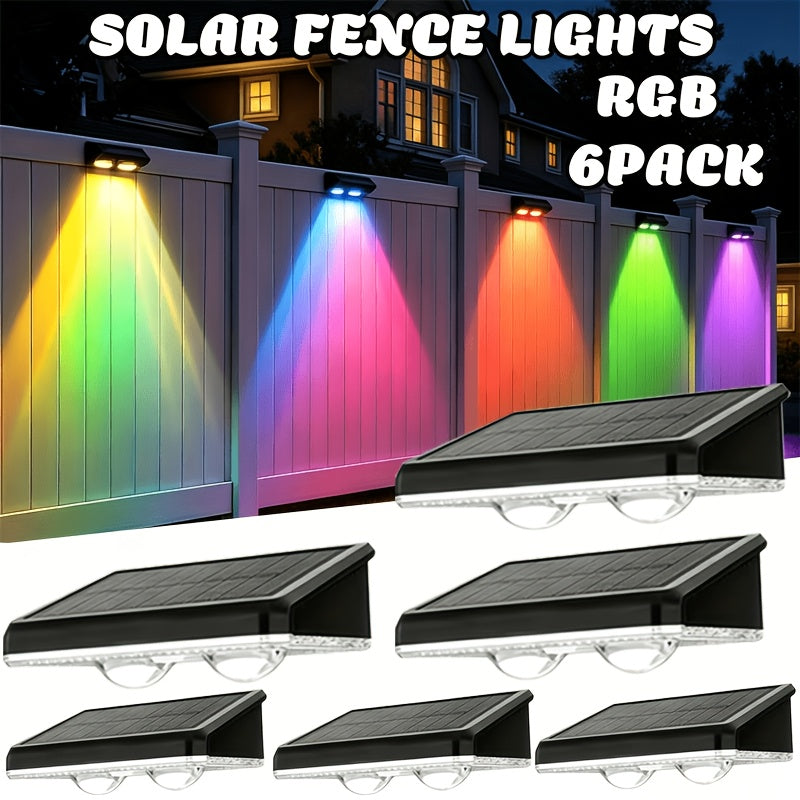 Multicolor Solar Fence Lights with Nine Listed Modes and Lens-Focused LEDs, Outdoor Wall and Patio Decorative Lighting in Packs of 4, 6, 8 or 10