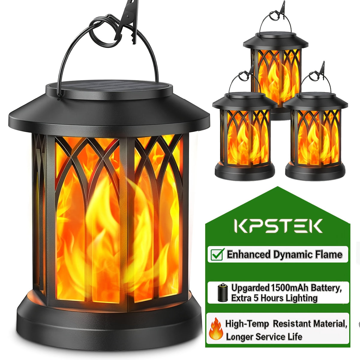 Flickering Flame Solar Hanging Lanterns, Black or Bronze 2-Pack and 4-Pack with Automatic On and Off and Listed IPX5 Rating for Garden and Patio Decor