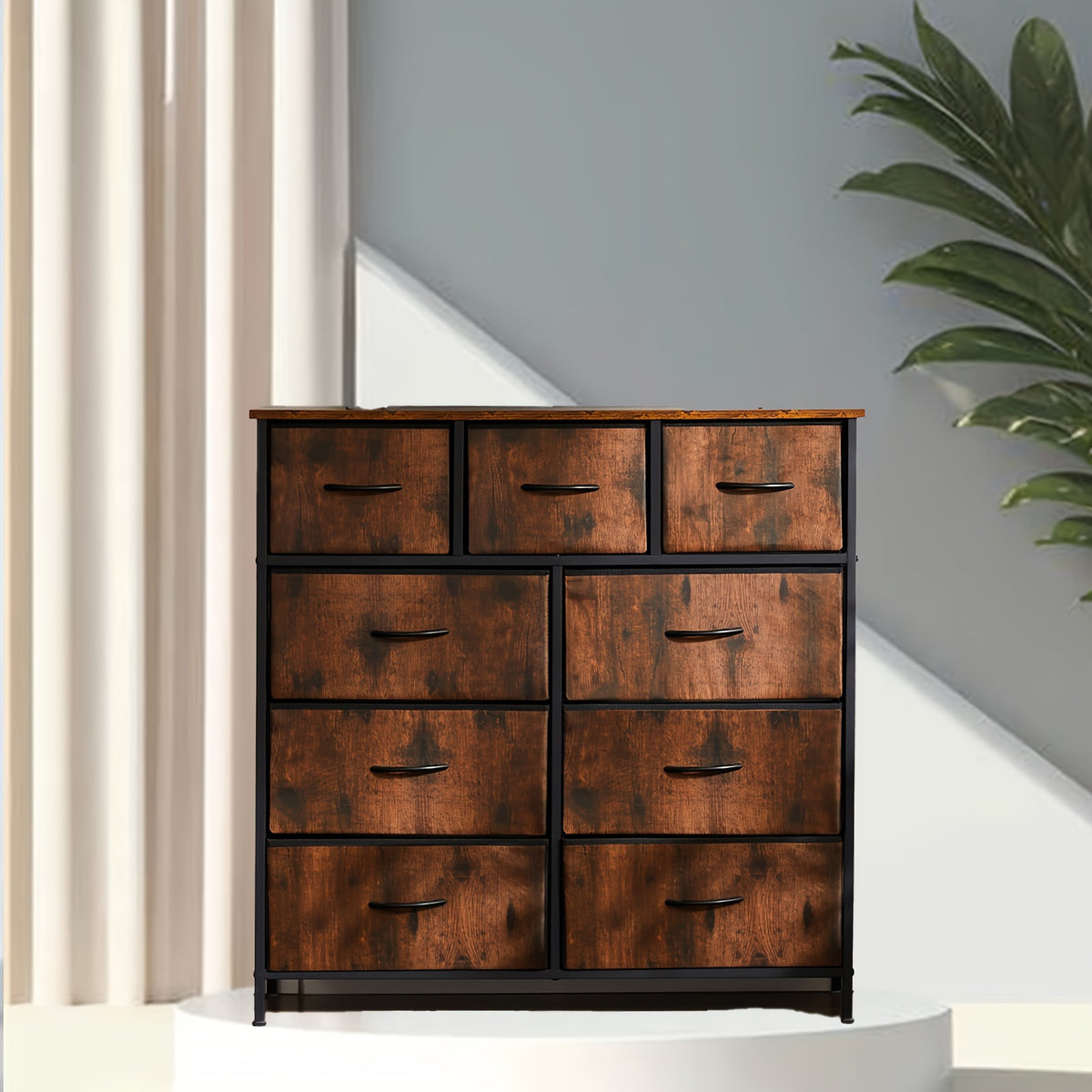 Multi-Drawer Fabric Storage Cabinet with Wooden Top, Four, Five, Seven or Eight Drawer Model Options for Closet, Entryway and Living Room Home Organization