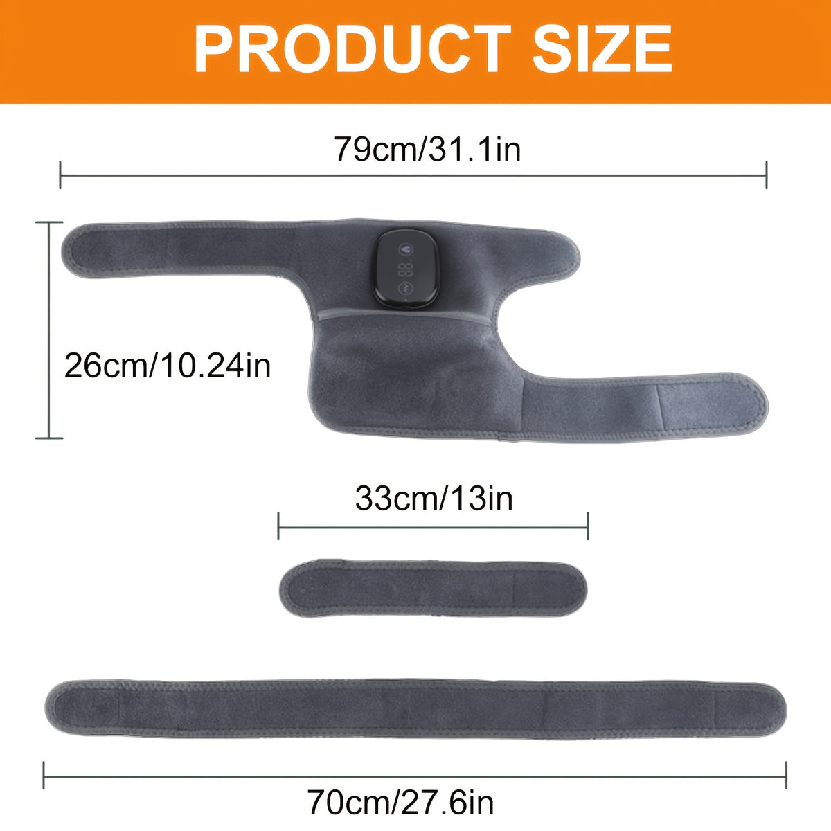 Heat and Vibration Knee Massager in Black, Wireless 3-in-1 Heating Pad with Listed Knee, Shoulder and Elbow Use for Personal Care Routines