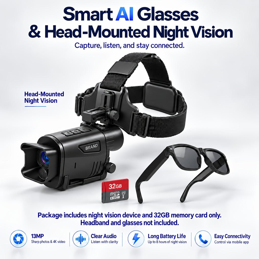 Camera Glasses by KLZO with Listed 13MP Imaging, Wireless Smart Eyewear for Photo, Video and Audio Recording, Music and Translation Features