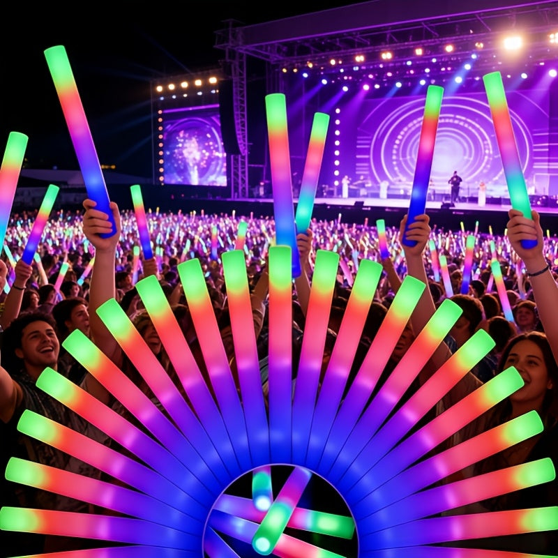Multicolor LED Foam Glow Sticks, 30-Piece Colorful Party Wand Pack with Flashing Mode References for Weddings, Birthdays, Graduations and Holiday Celebrations